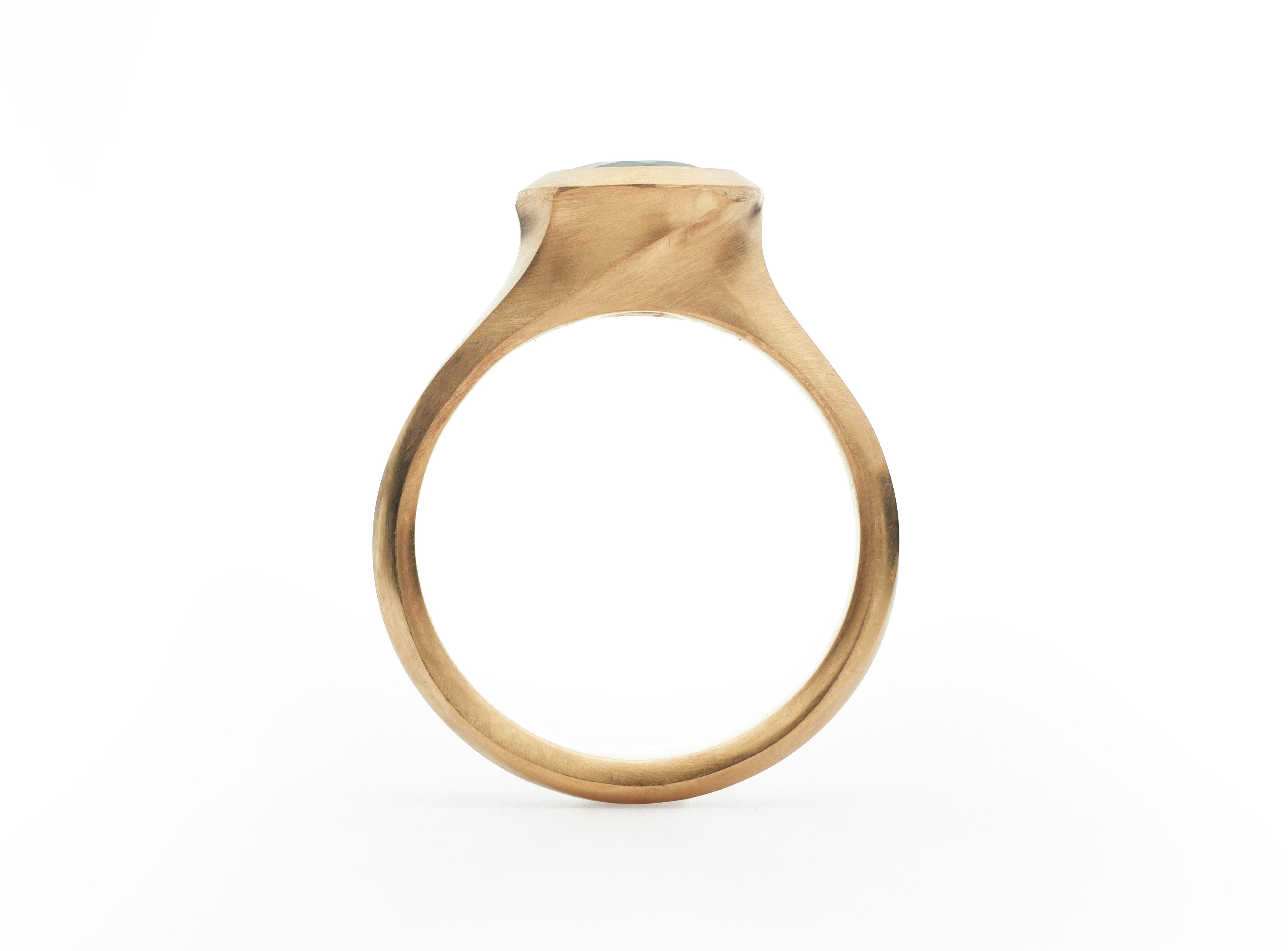 18ct Rose Gold Curved Trillian Cognac Diamond Arris Ring