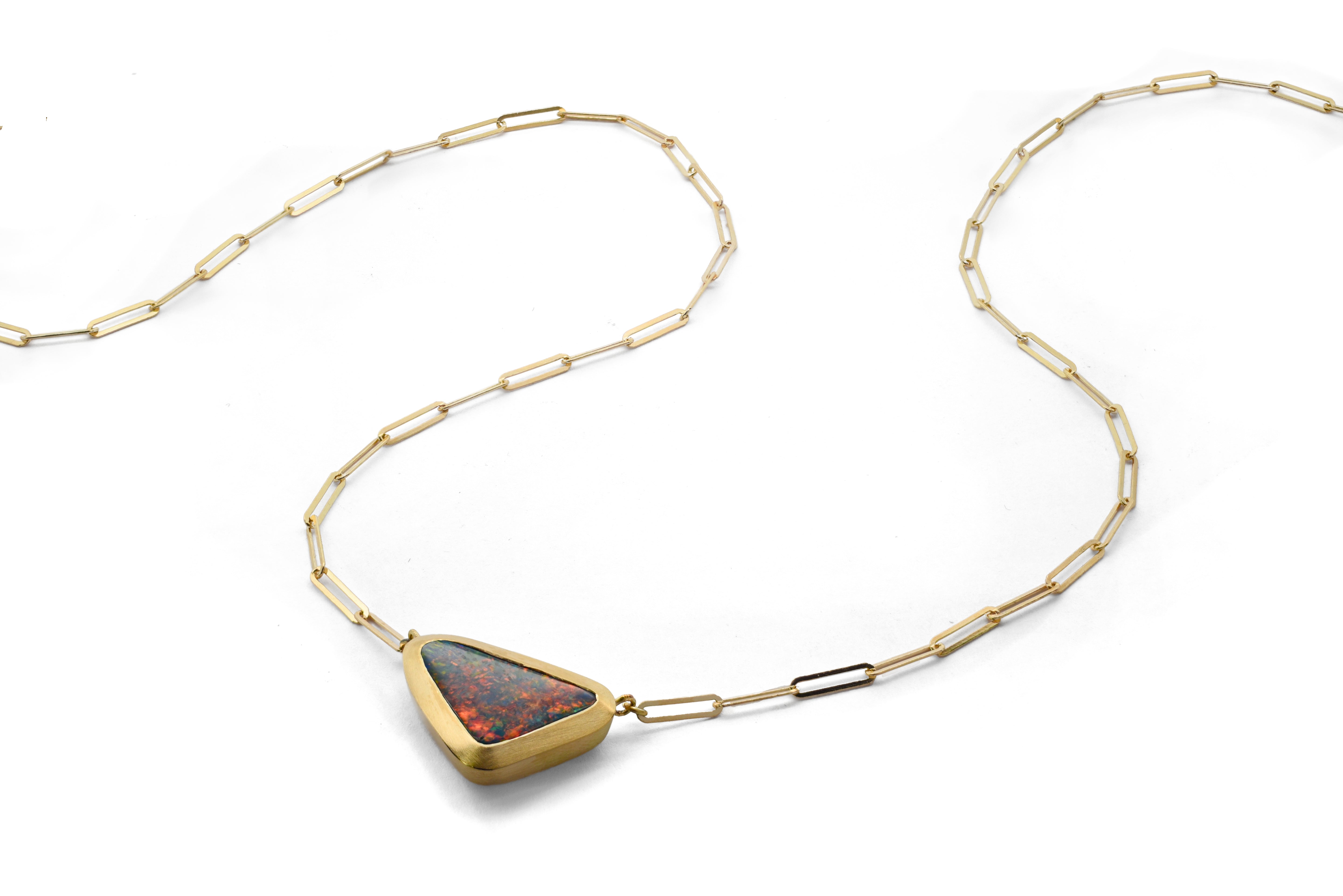 18ct Yellow Gold black opal pendent