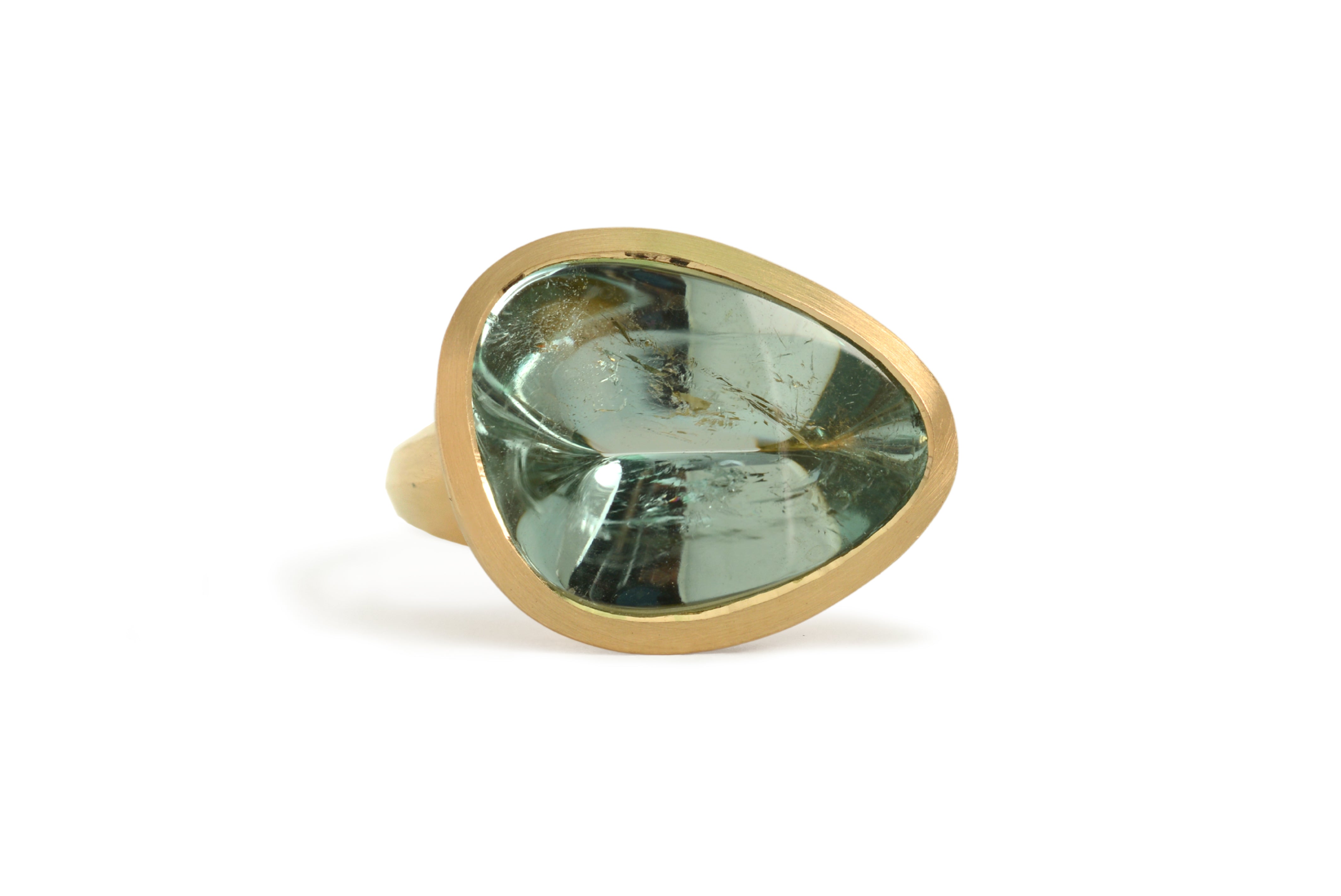 18ct Rose Gold Freeform Green Beryl Arris Ring
