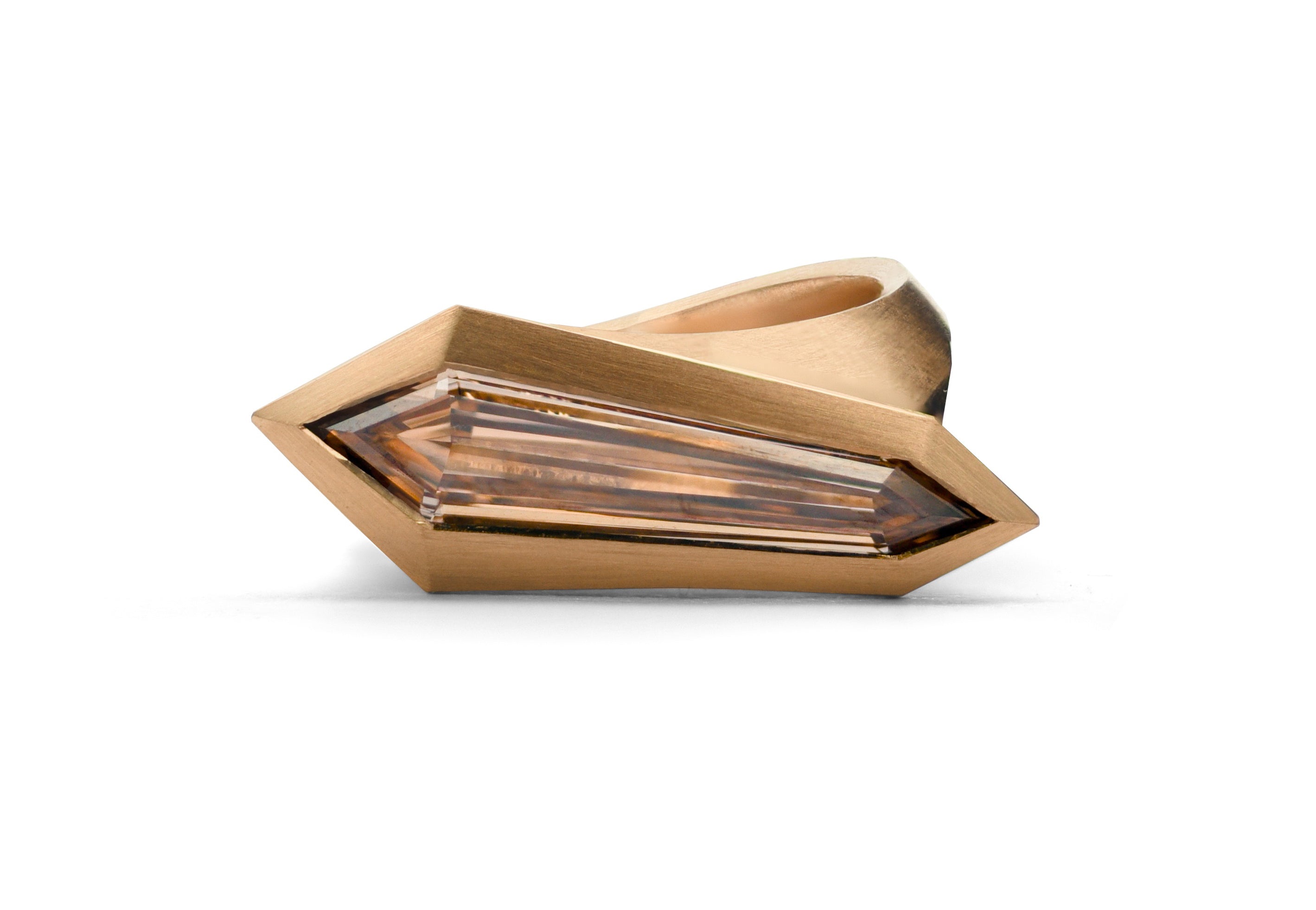 18ct Rose Gold Shield Shaped Cognac Diamond Aegis Ring