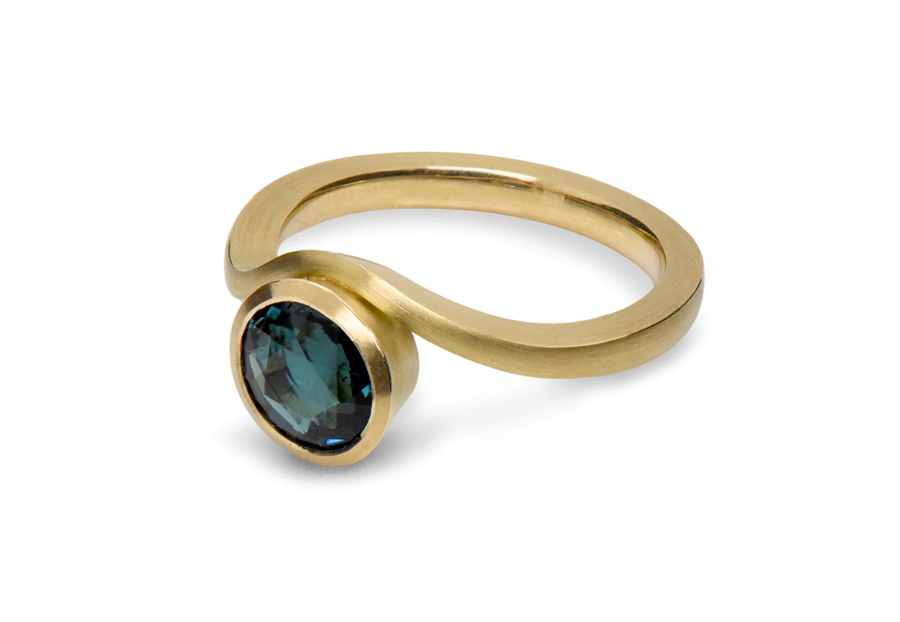 18ct Yellow Gold Teal Tourmaline Balance Ring