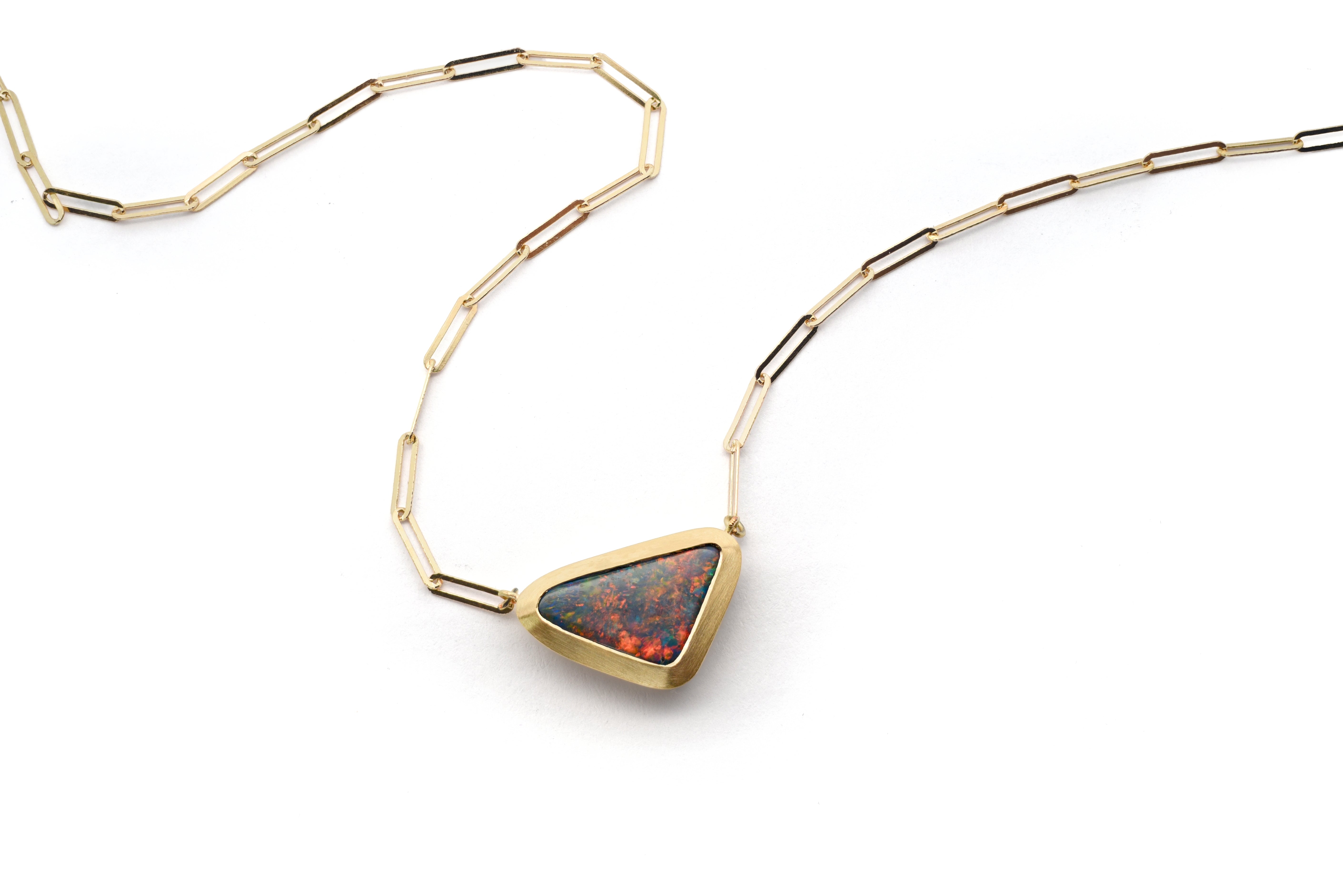 18ct Yellow Gold black opal pendent