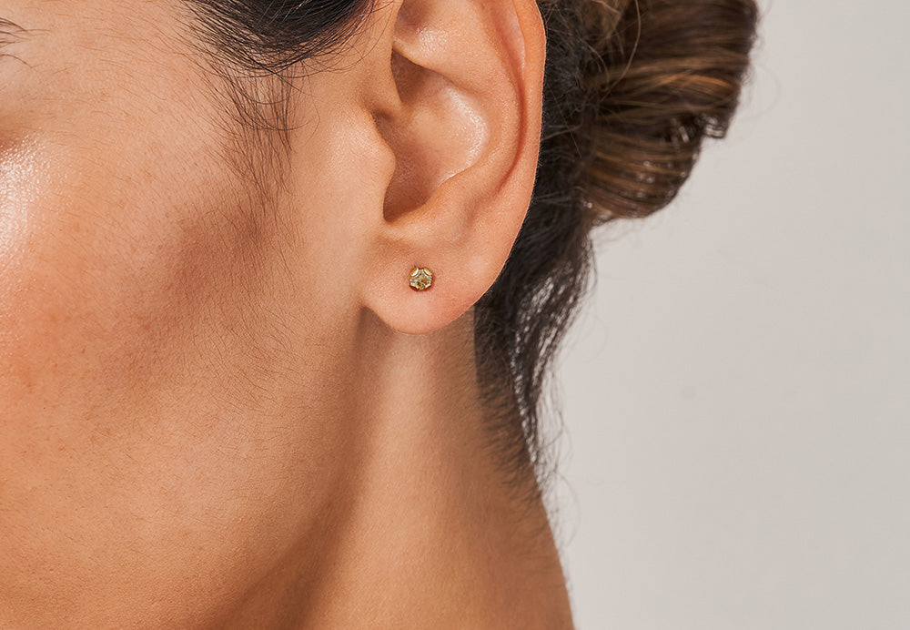 18ct Rose Gold Cognac Diamond Calyx Stud Earrings