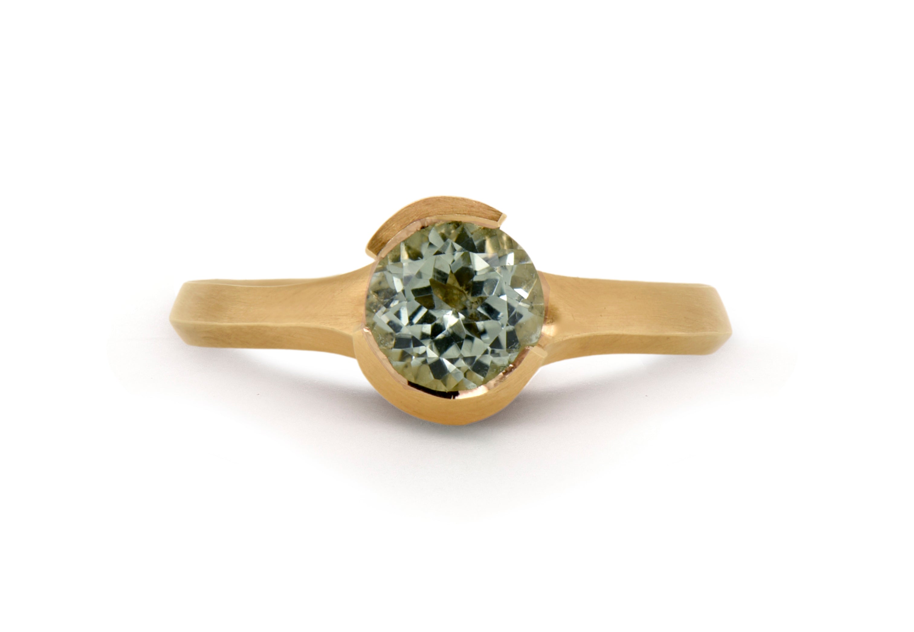 18ct Rose Gold Sea-foam Tourmaline Arris Ring