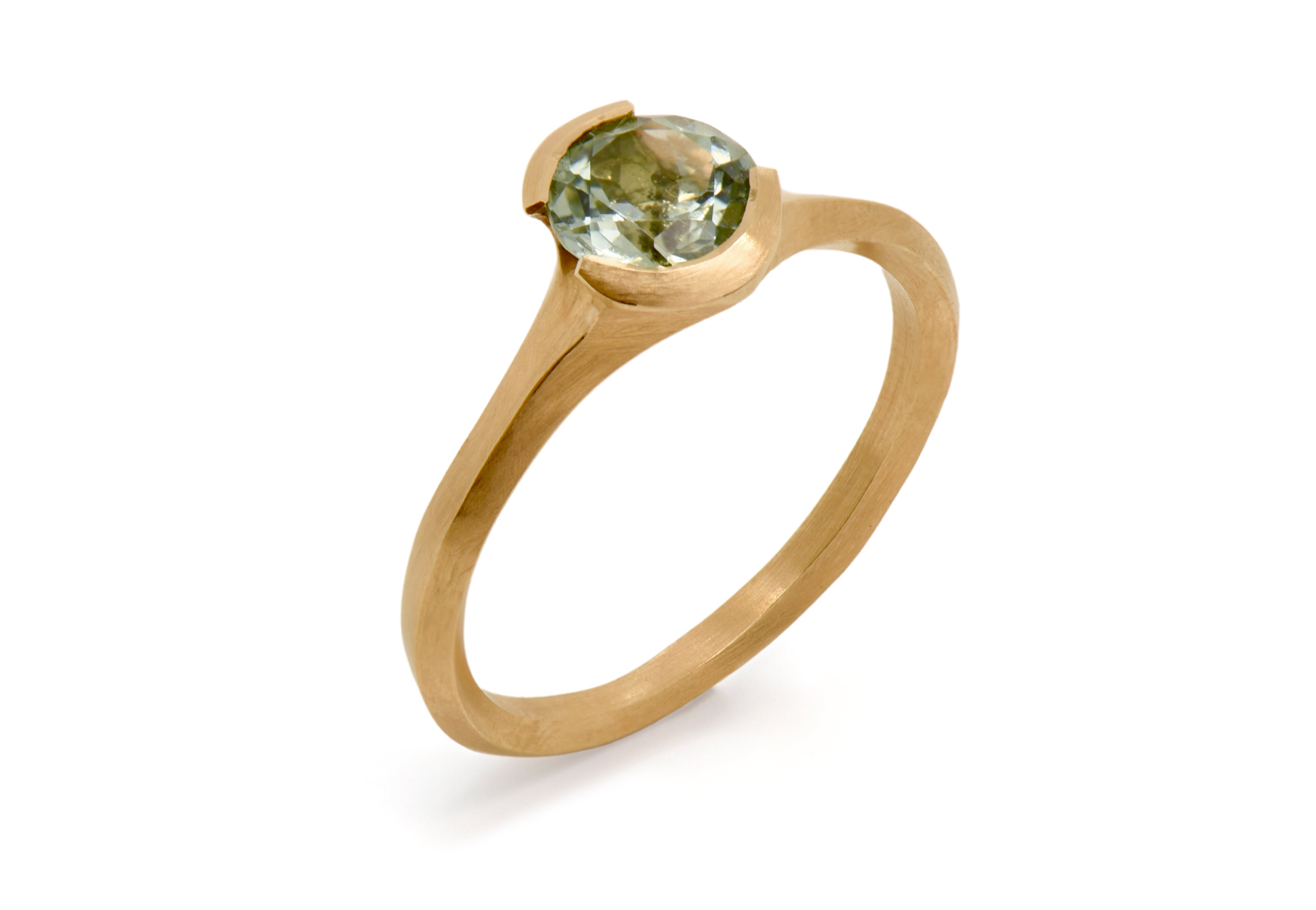 18ct Rose Gold Sea-foam Tourmaline Arris Ring