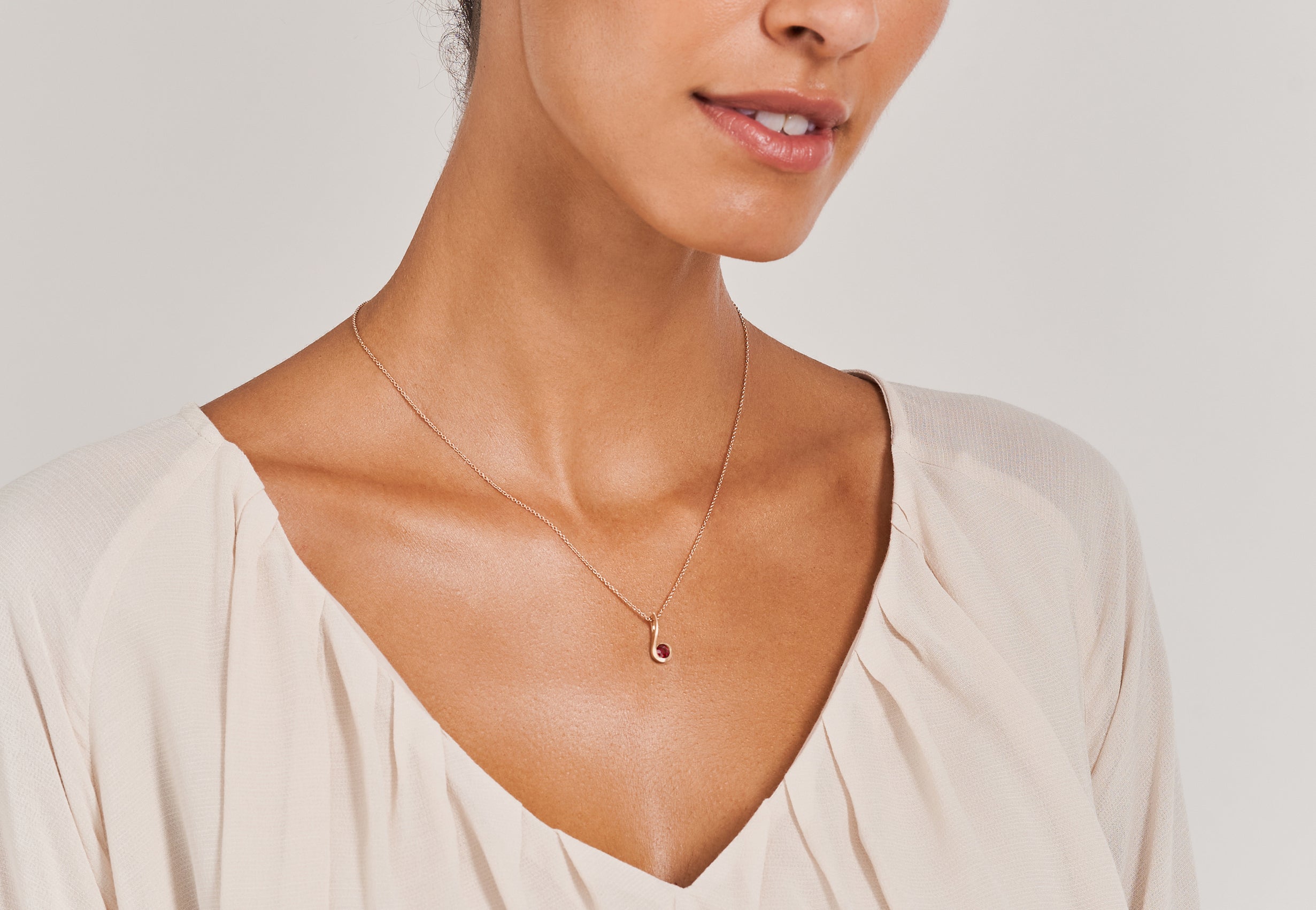 18ct Rose Gold Ruby Twist Pendant