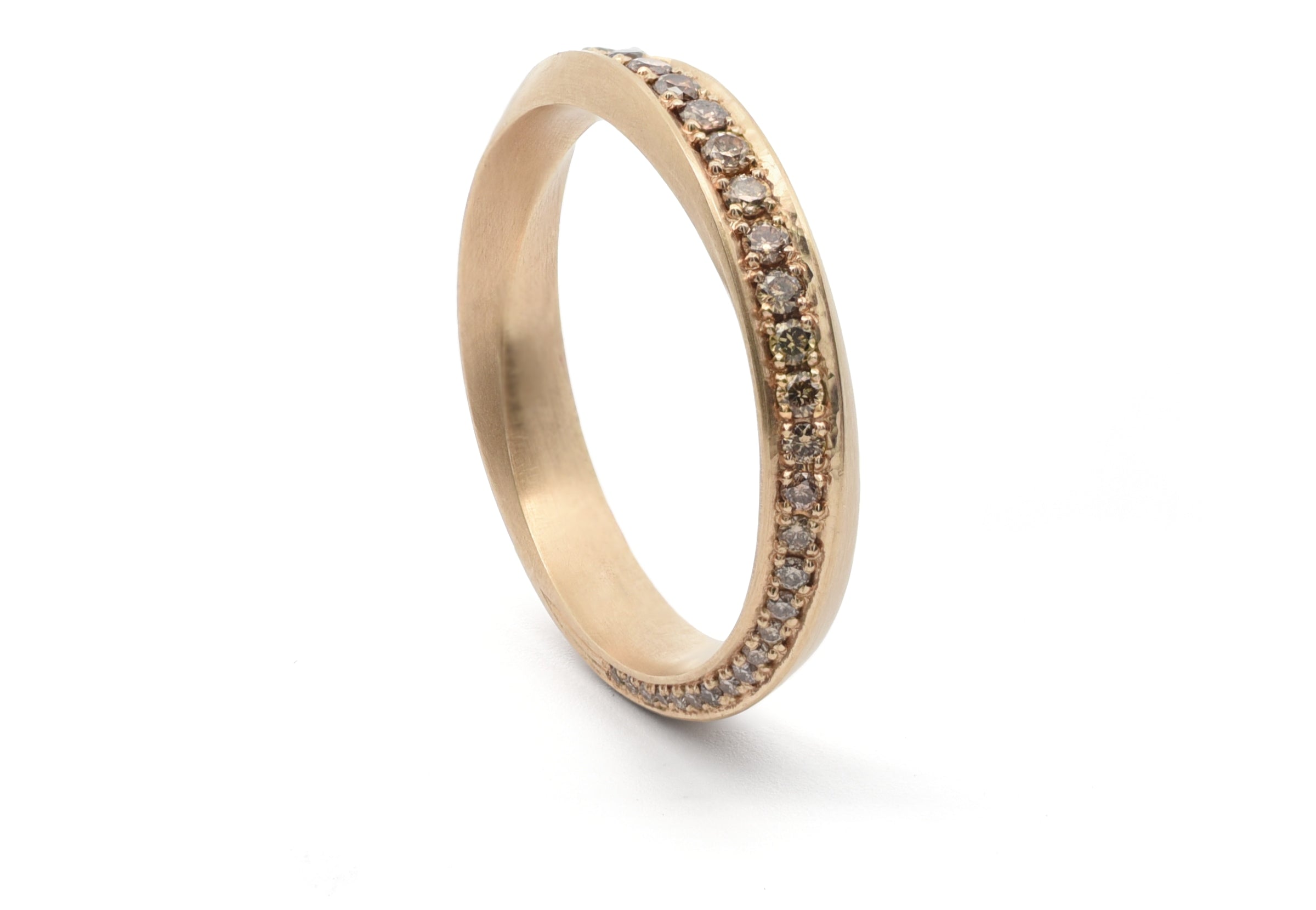 18ct Gold Cognac Diamond Mobius Band Ring