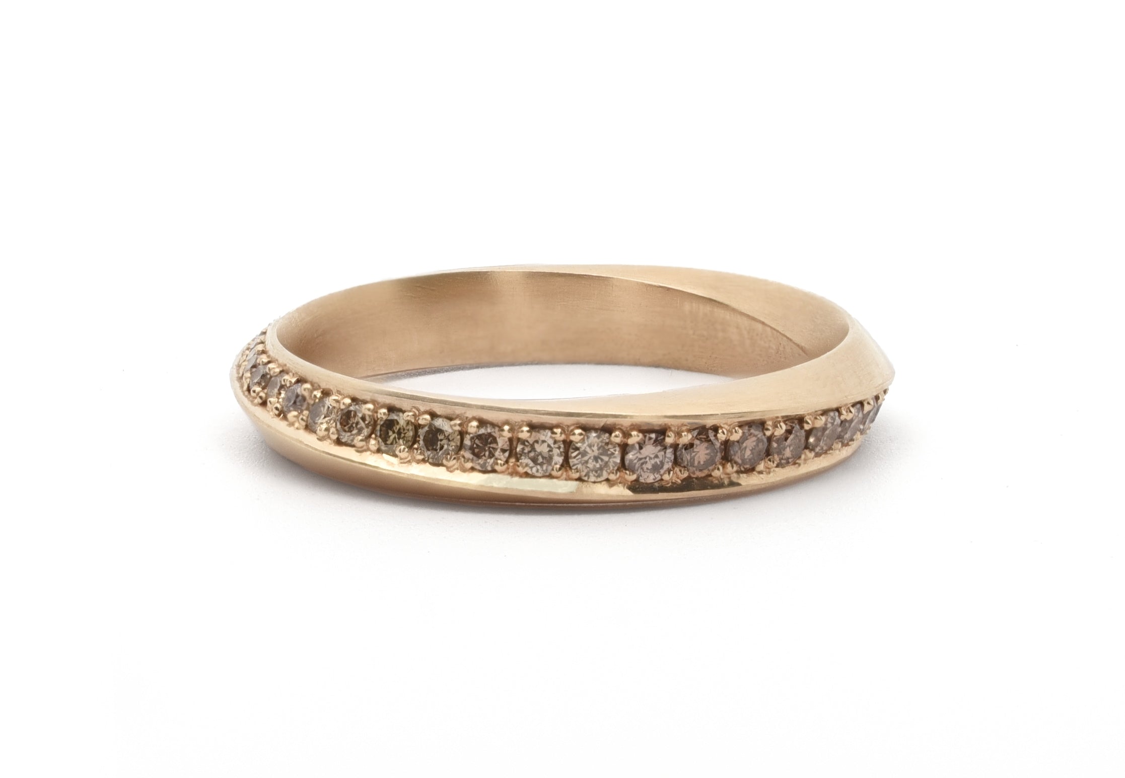 18ct Gold Cognac Diamond Mobius Band Ring