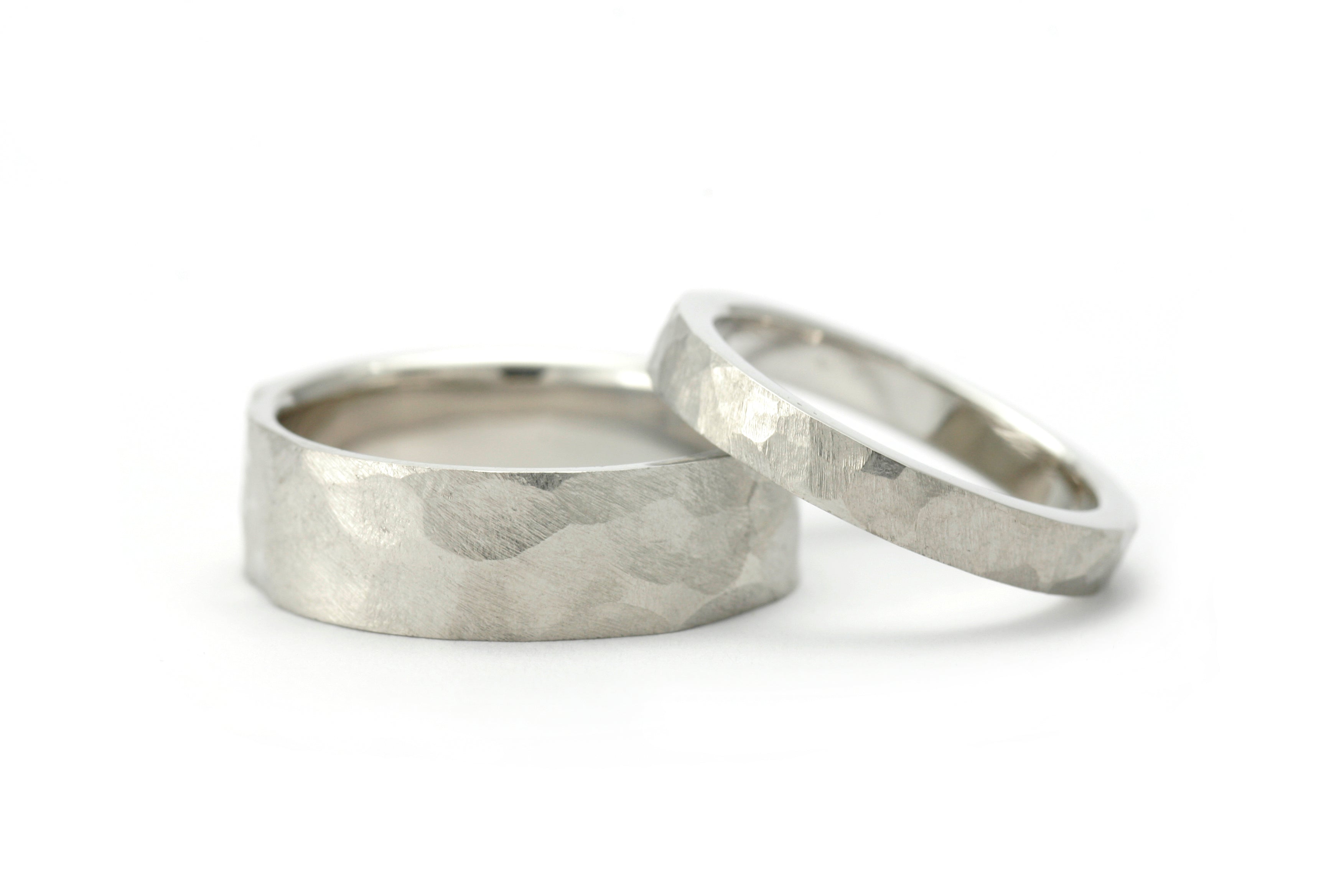 Hammered platinum wedding bands