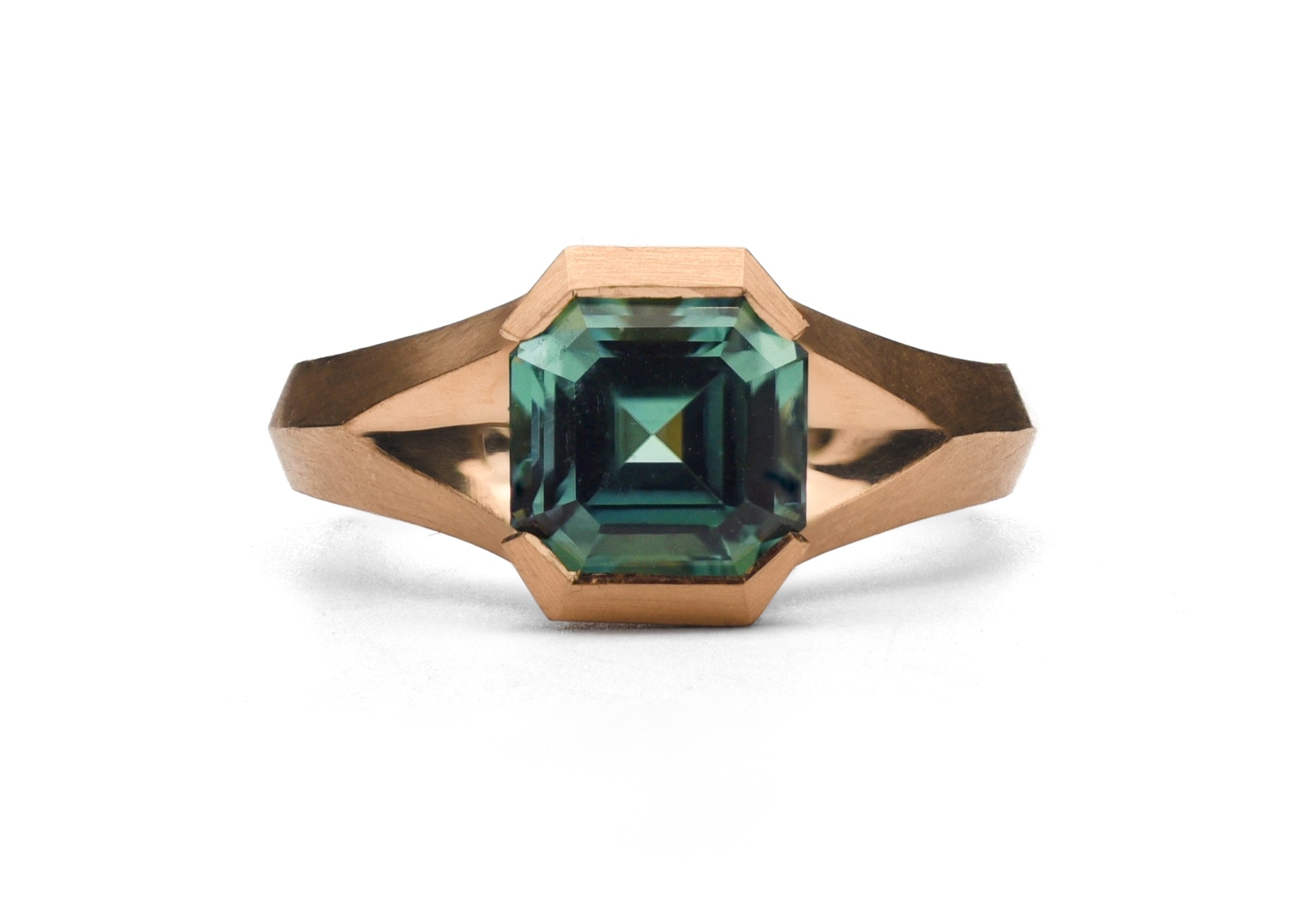 18ct Rose Gold Mint Tourmaline Arris Ring