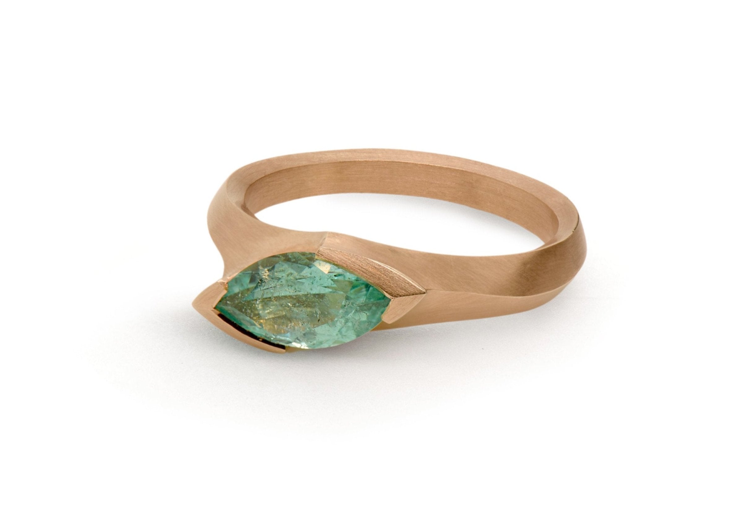 18ct Rose Gold Marquise Paraiba Tourmaline Arris Ring