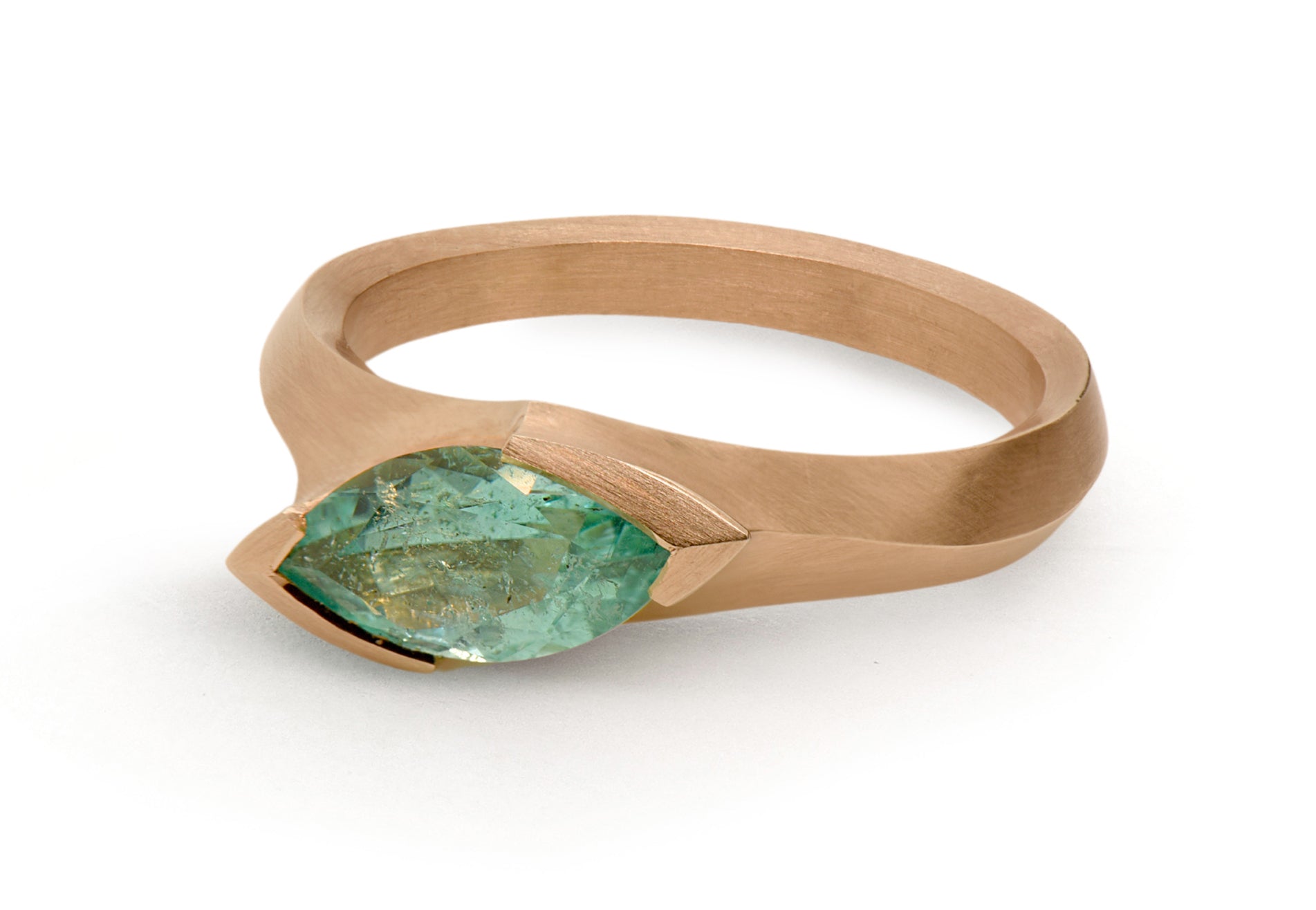 18ct Rose Gold Marquise Paraiba Tourmaline Arris Ring