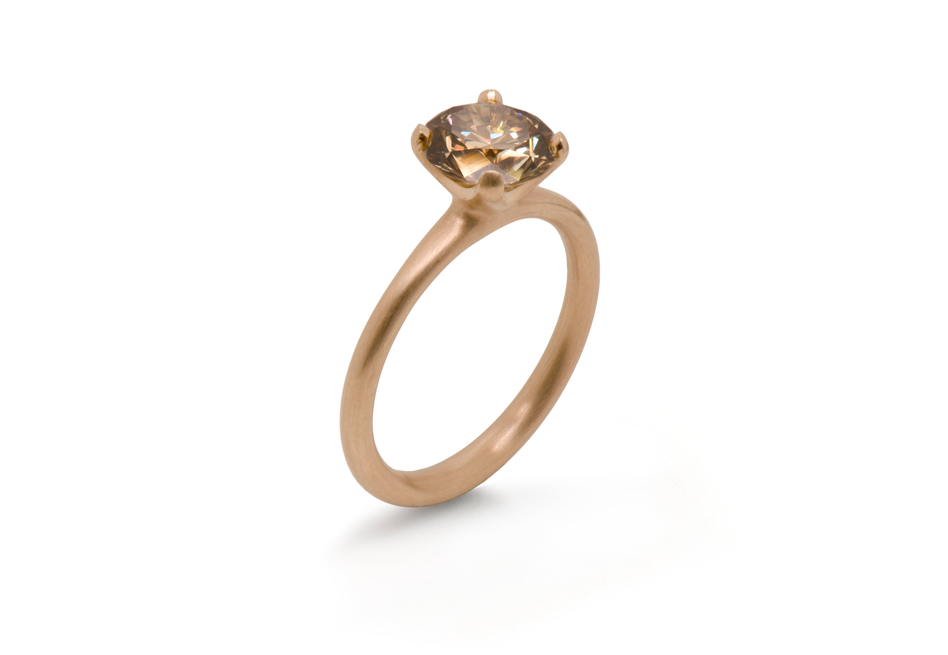 18ct Rose Gold Cognac Diamond Solitaire Engagement Ring