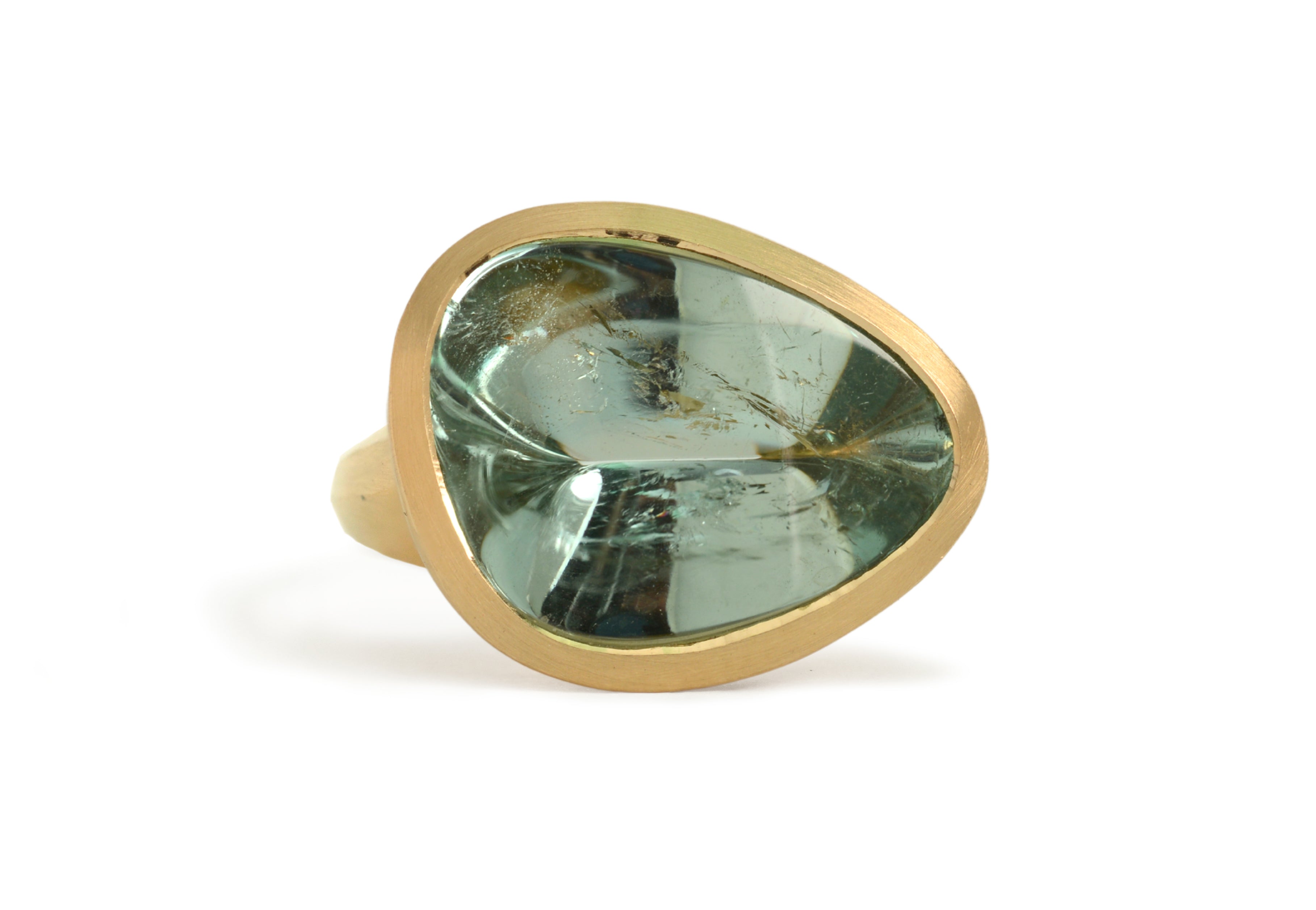 18ct Rose Gold Freeform Green Beryl Arris Ring