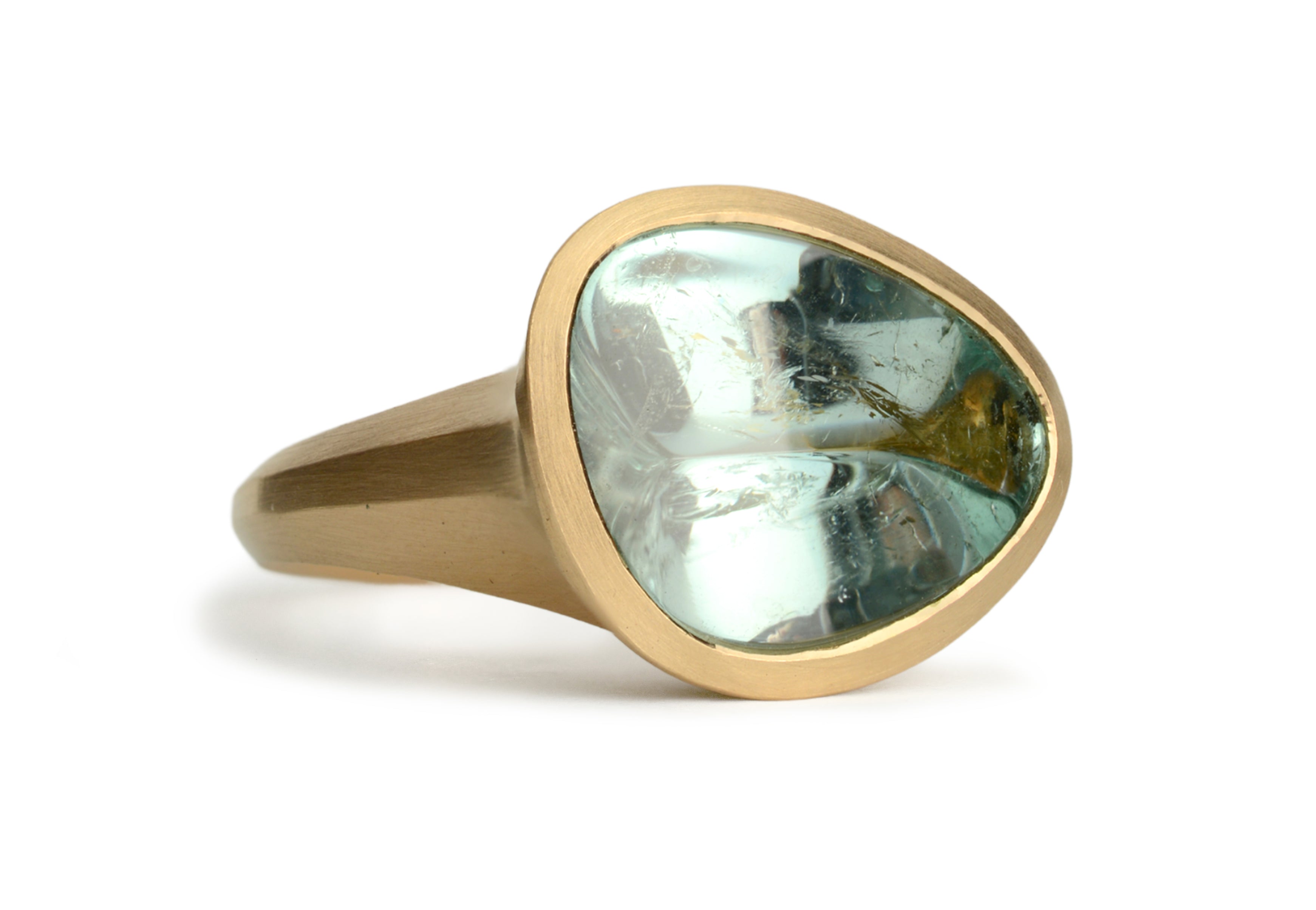 18ct Rose Gold Freeform Green Beryl Arris Ring