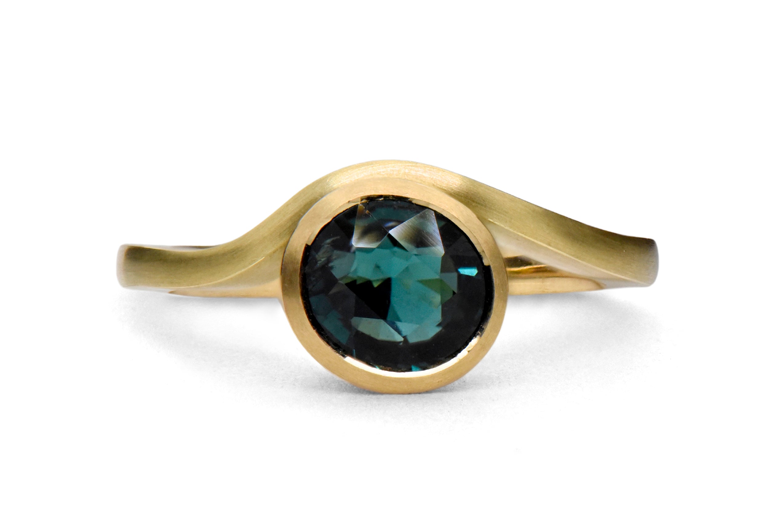 18ct Yellow Gold Teal Tourmaline Balance Ring