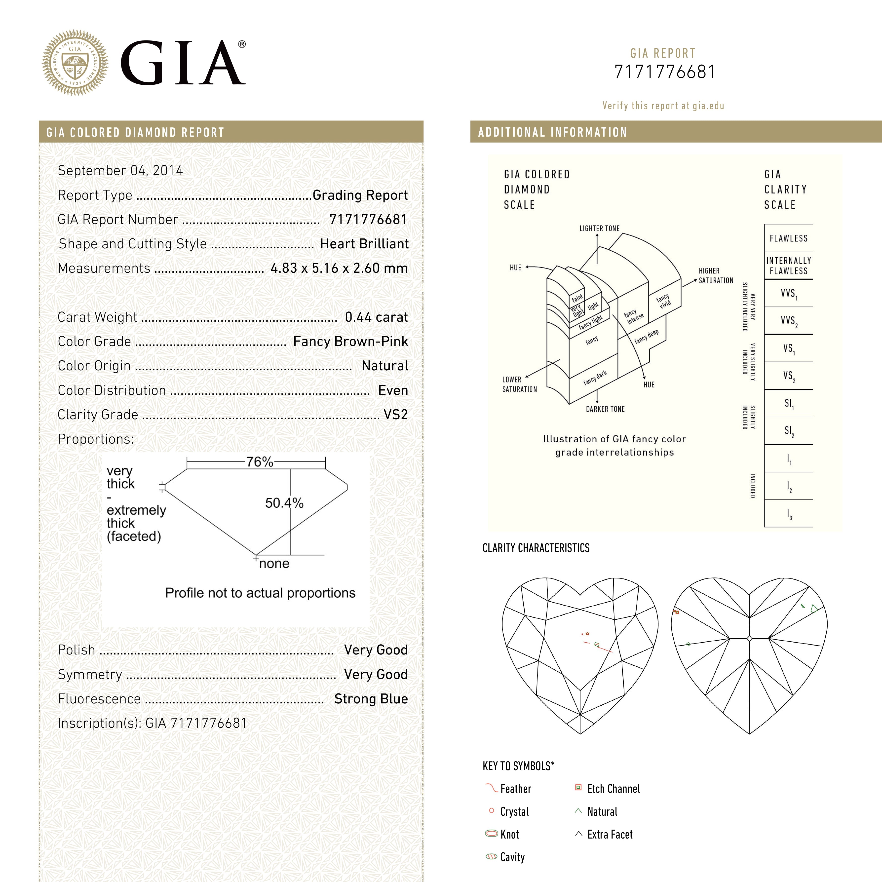 0.44ct 4.83x5.16x2.60mm GIA VS2 Fancy Deep Brown-Pink Heart Brilliant 🇦🇺 24154-01