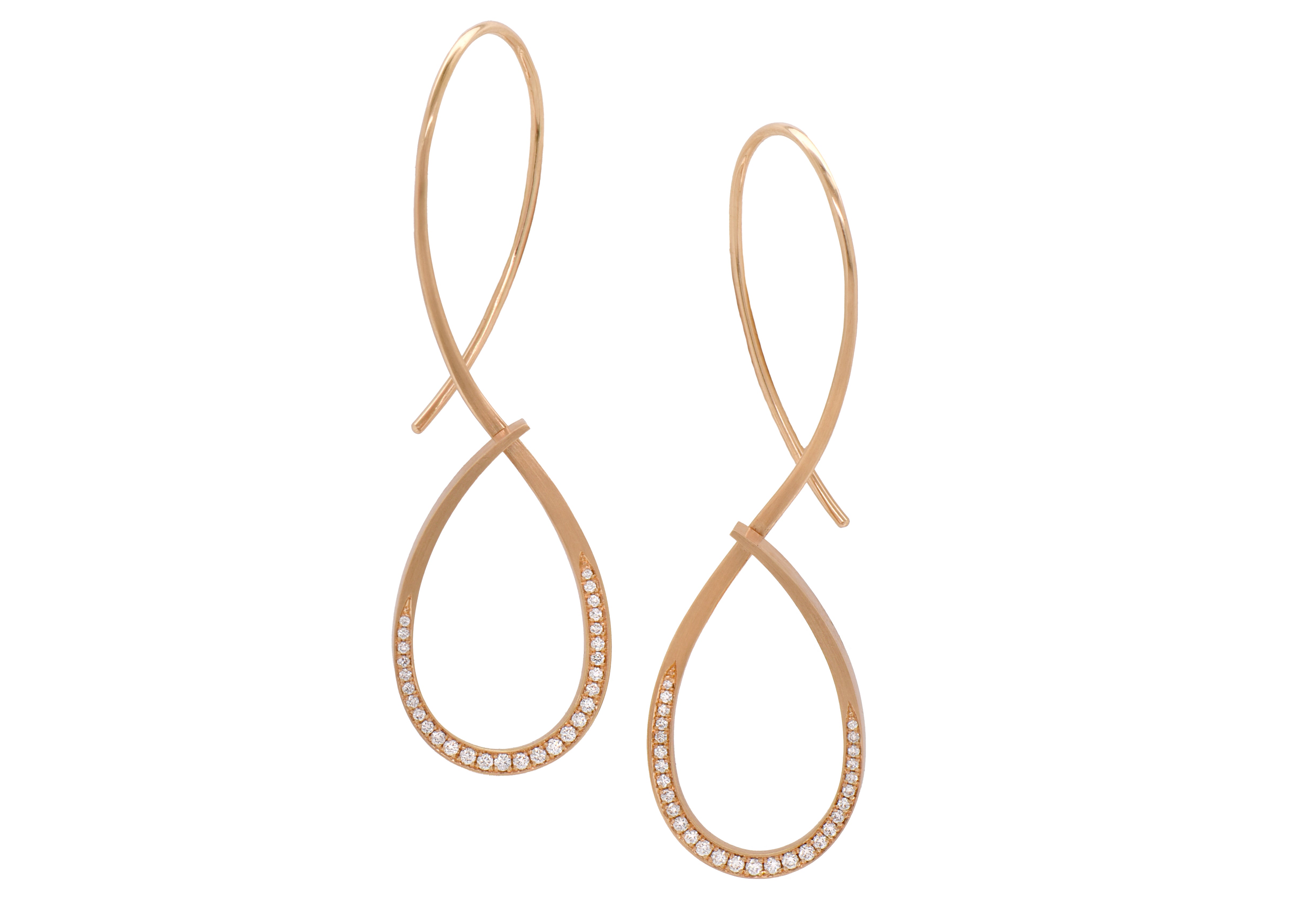Forged 18 carat gold and pave diamond earrings