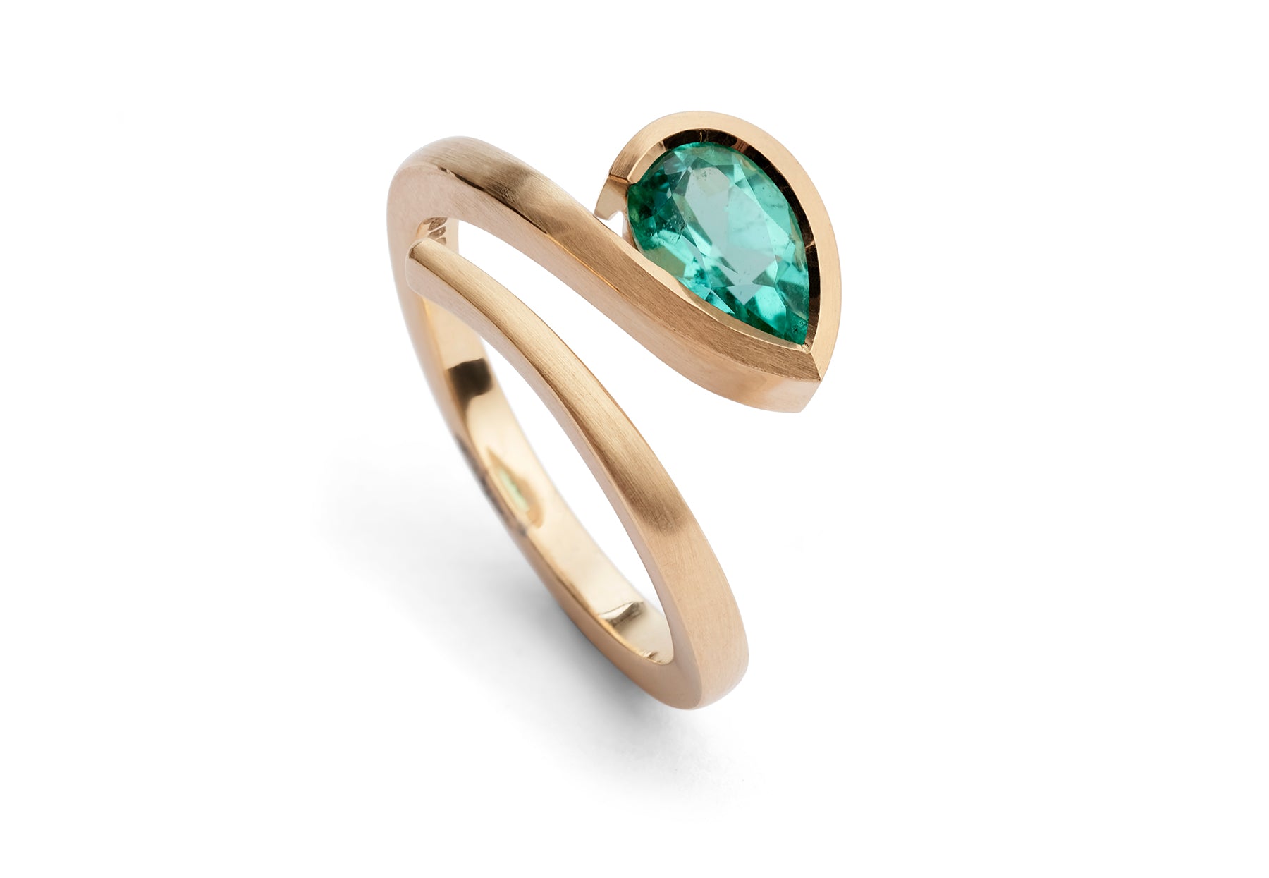 Twist paraiba tourmaline rose gold engagement ring