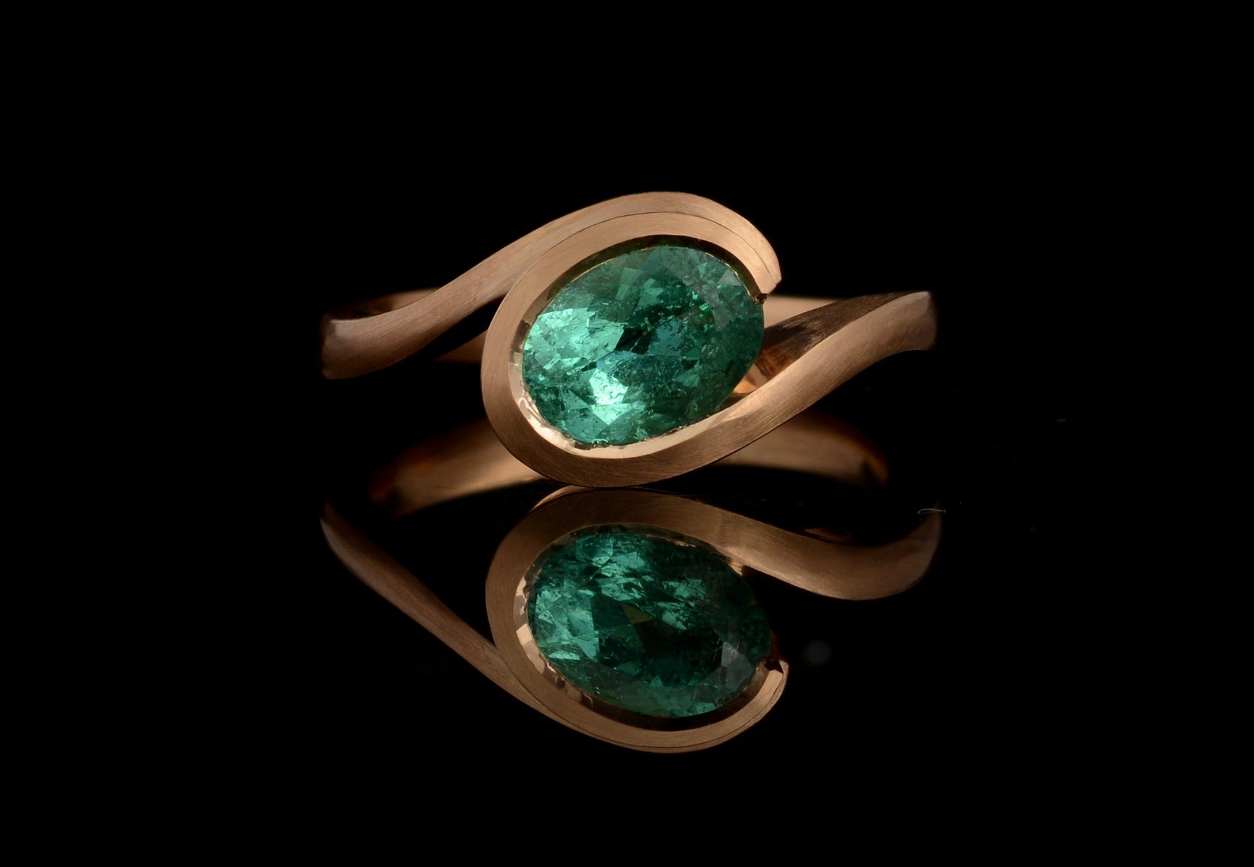 Wave paraiba tourmaline rose gold engagement ring