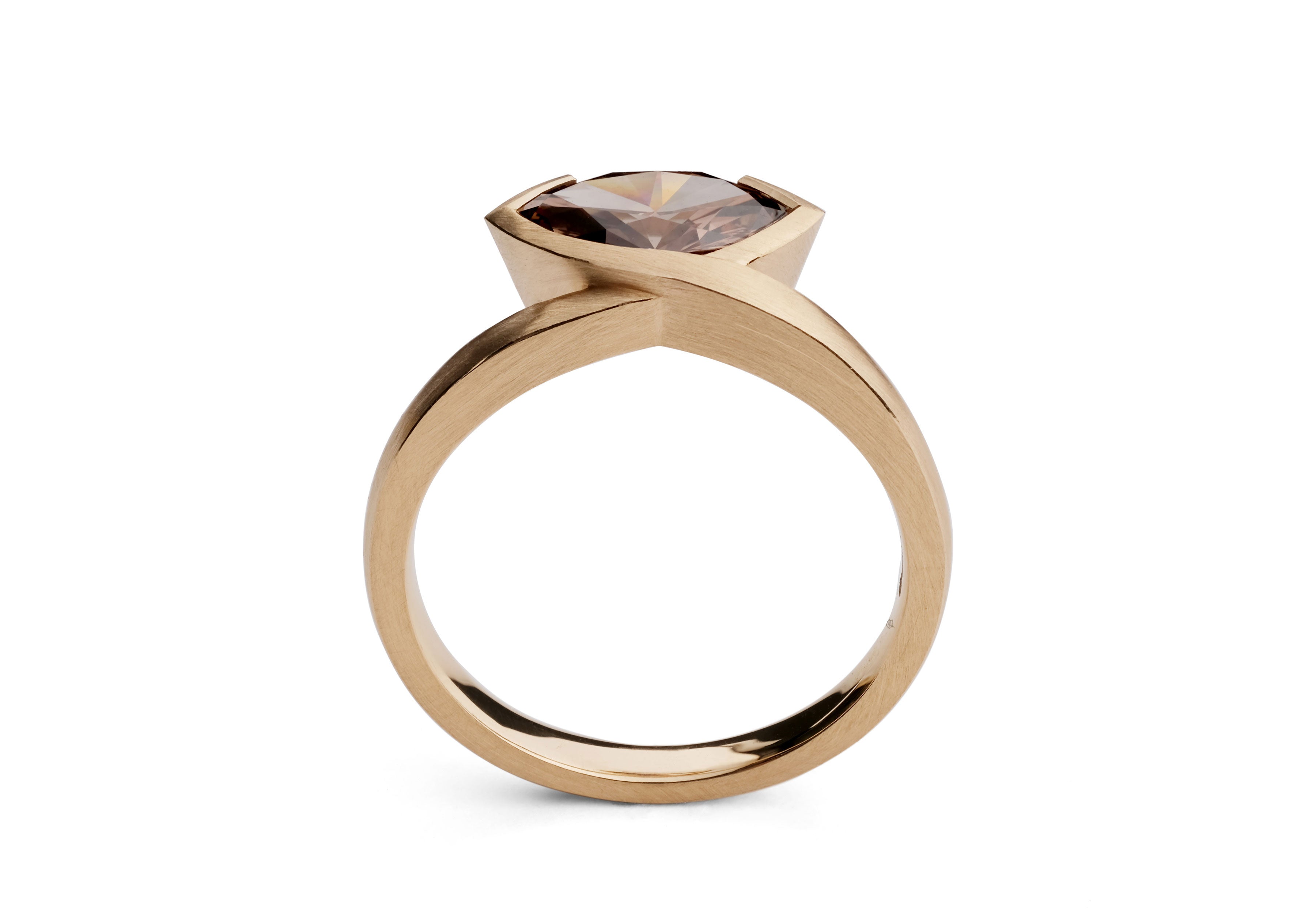 Marquise cognac diamond and rose gold ring-McCaul