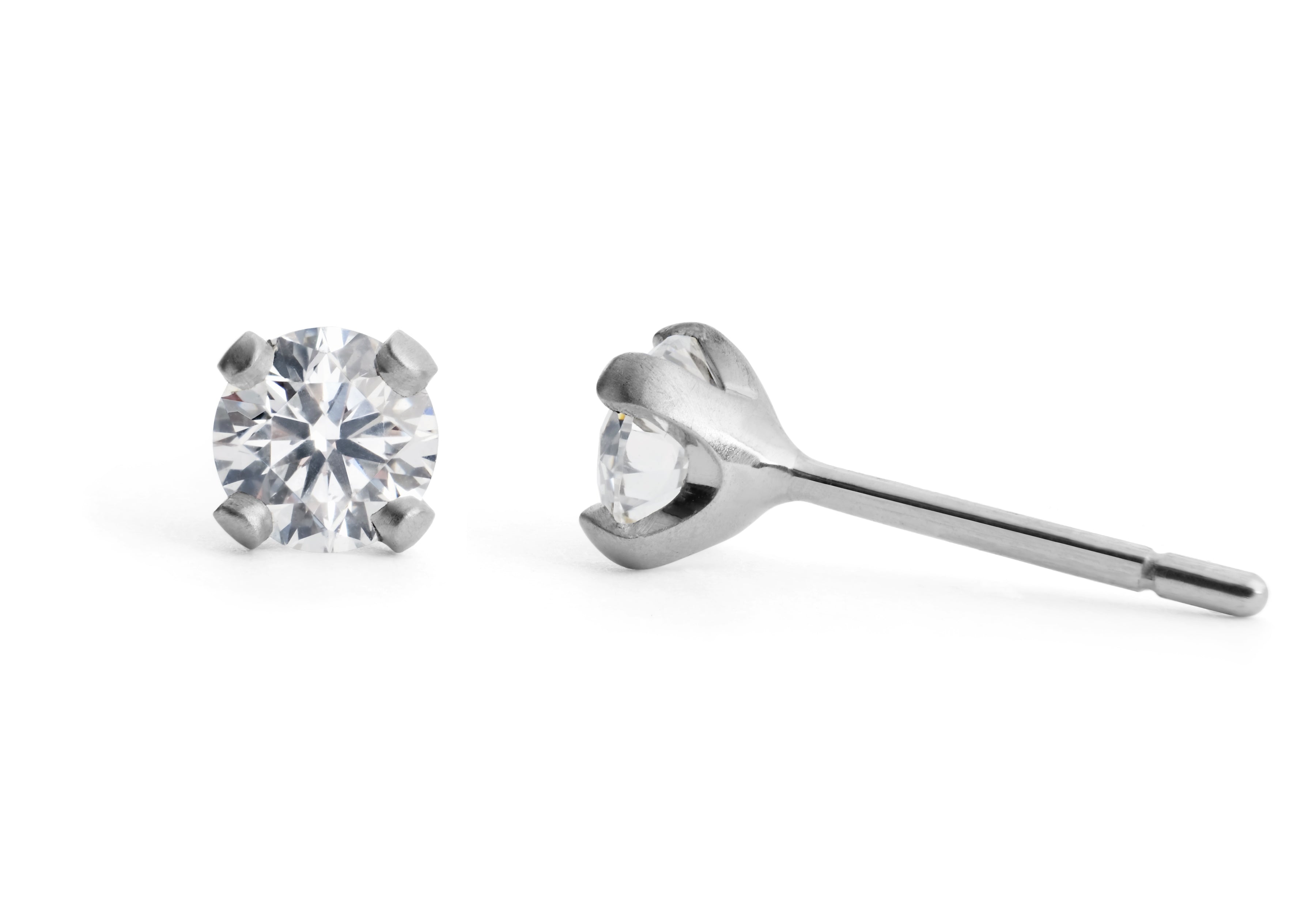 Sculpted Platinum Diamond Ear Studs-McCaul