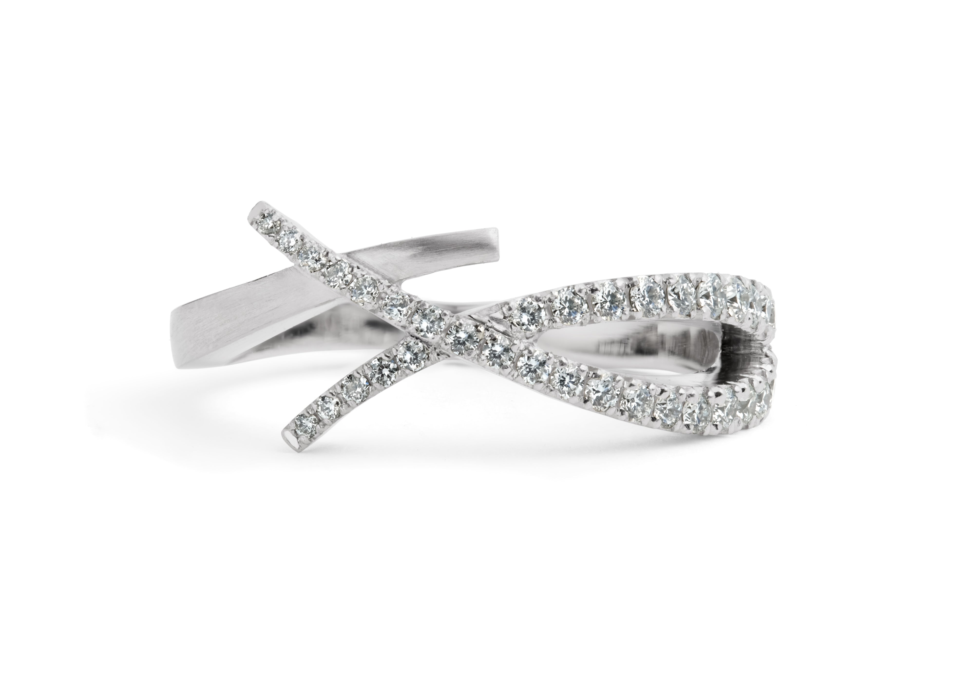 Platinum and diamond crossover ring-McCaul