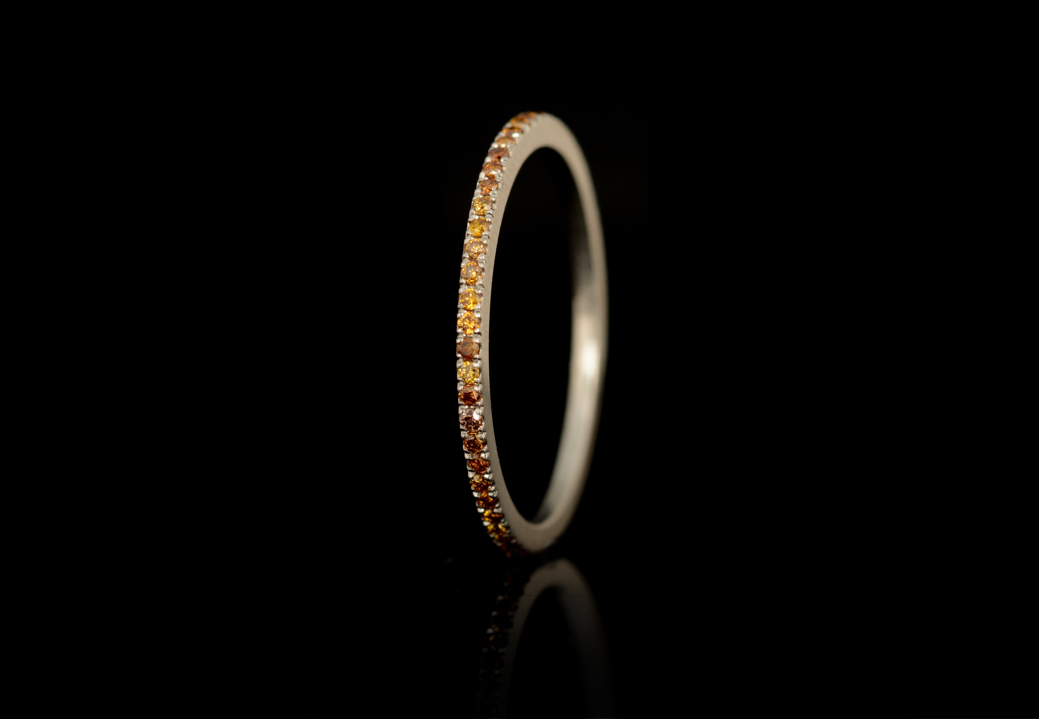 'Thread' fine platinum and cognac-coloured diamond eternity bands