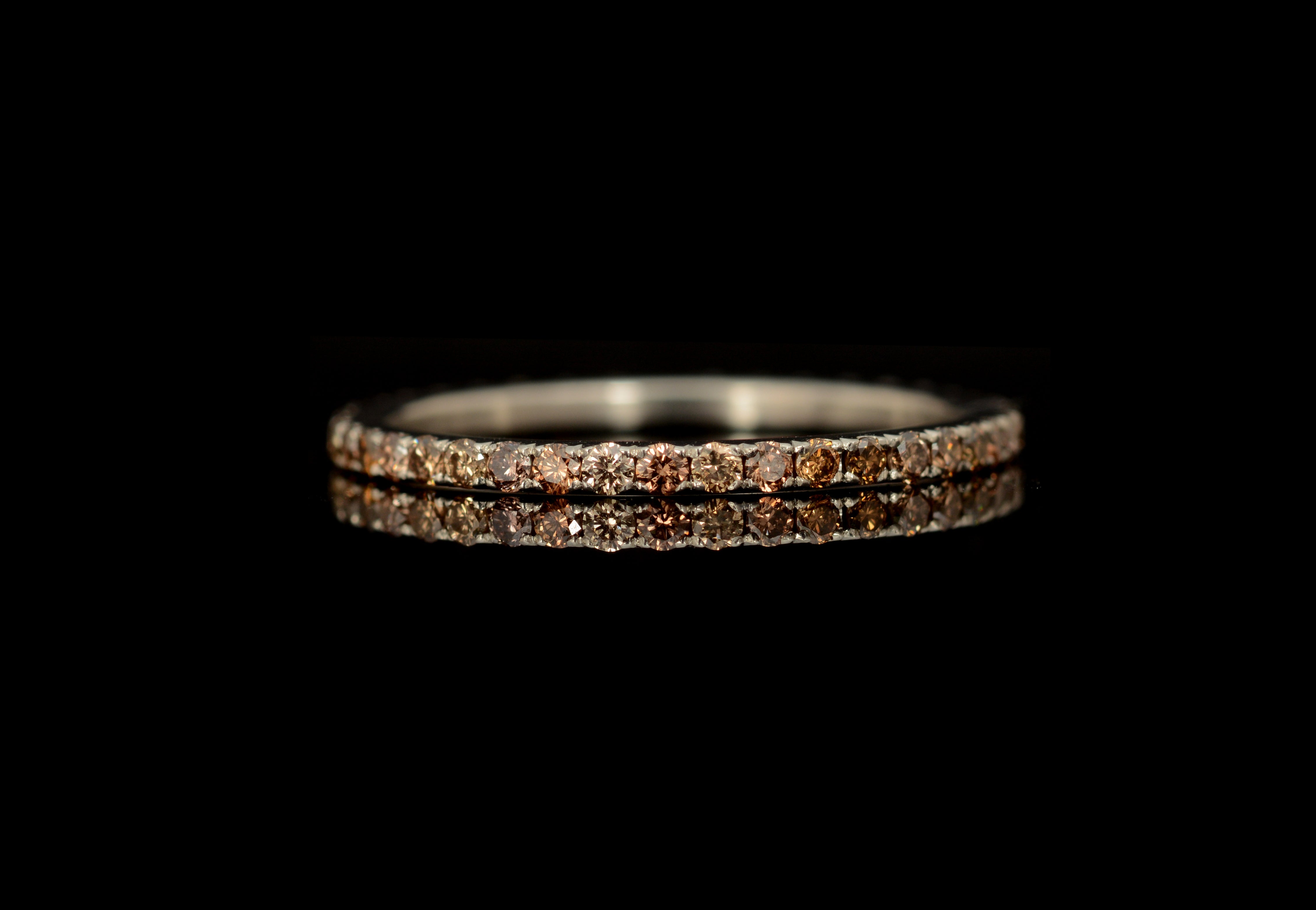 'Thread' fine platinum and cognac-coloured diamond eternity bands