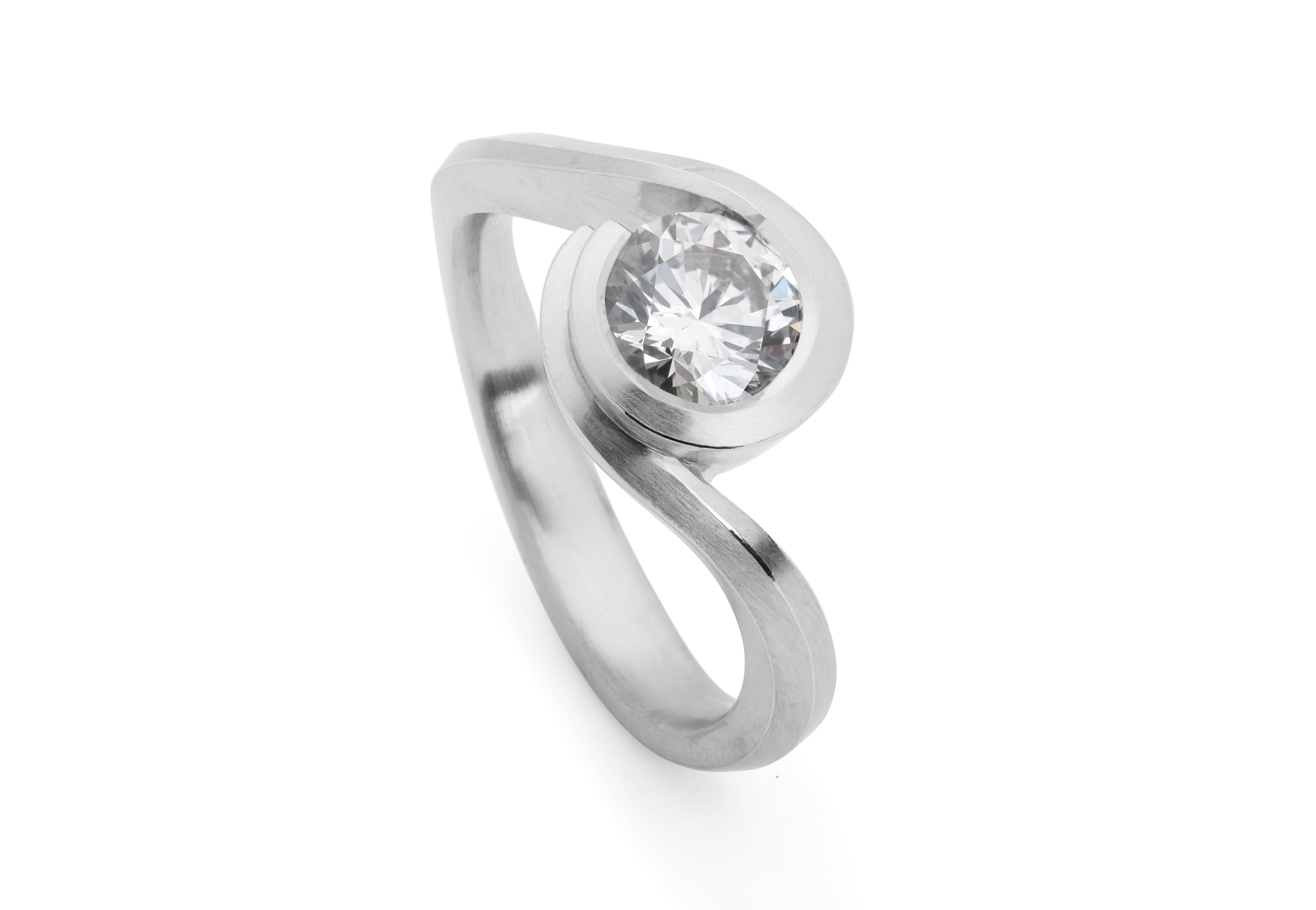 'Wave' platinum engagement ring-McCaul