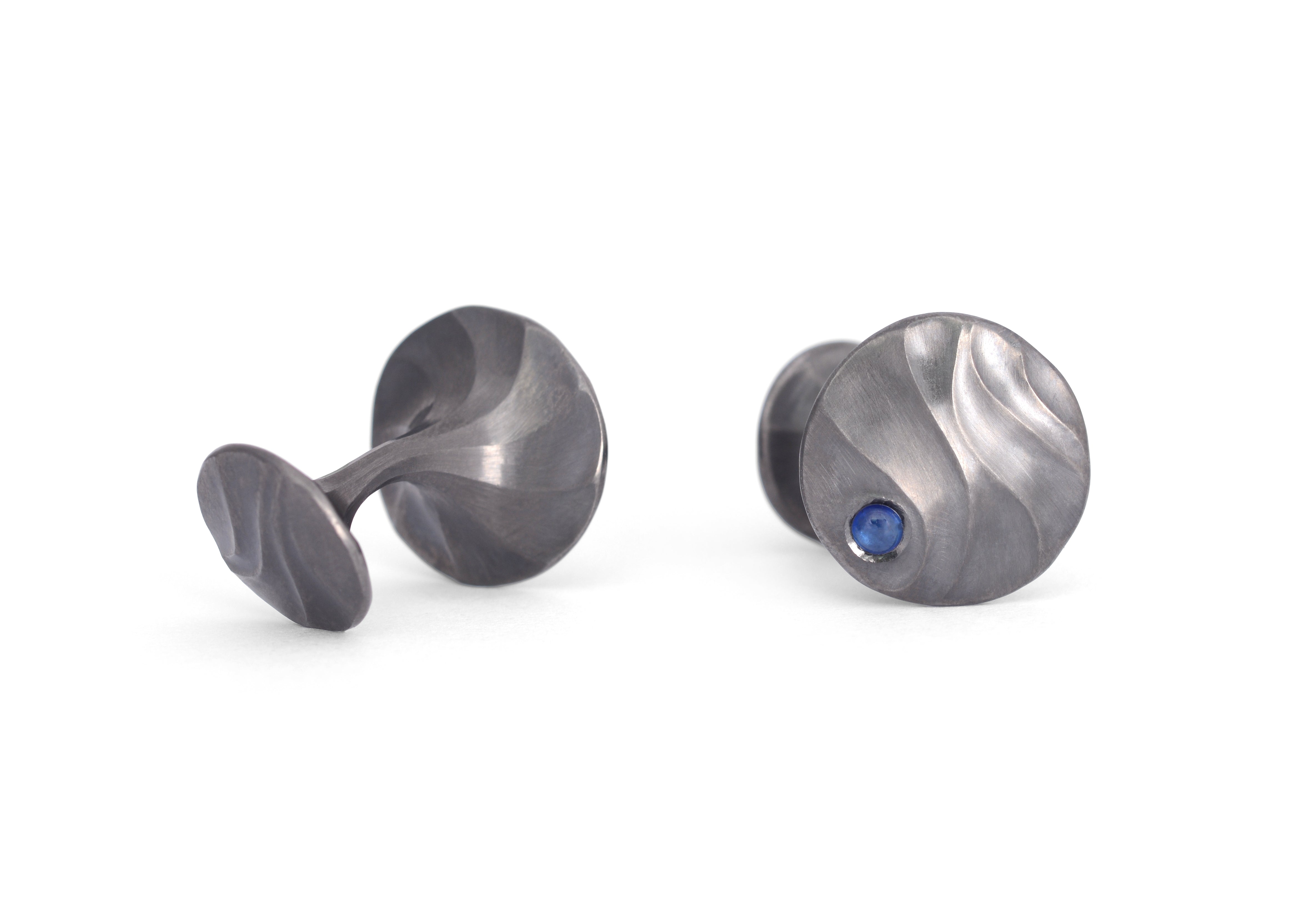 Carved cufflinks with blue sapphire-McCaul