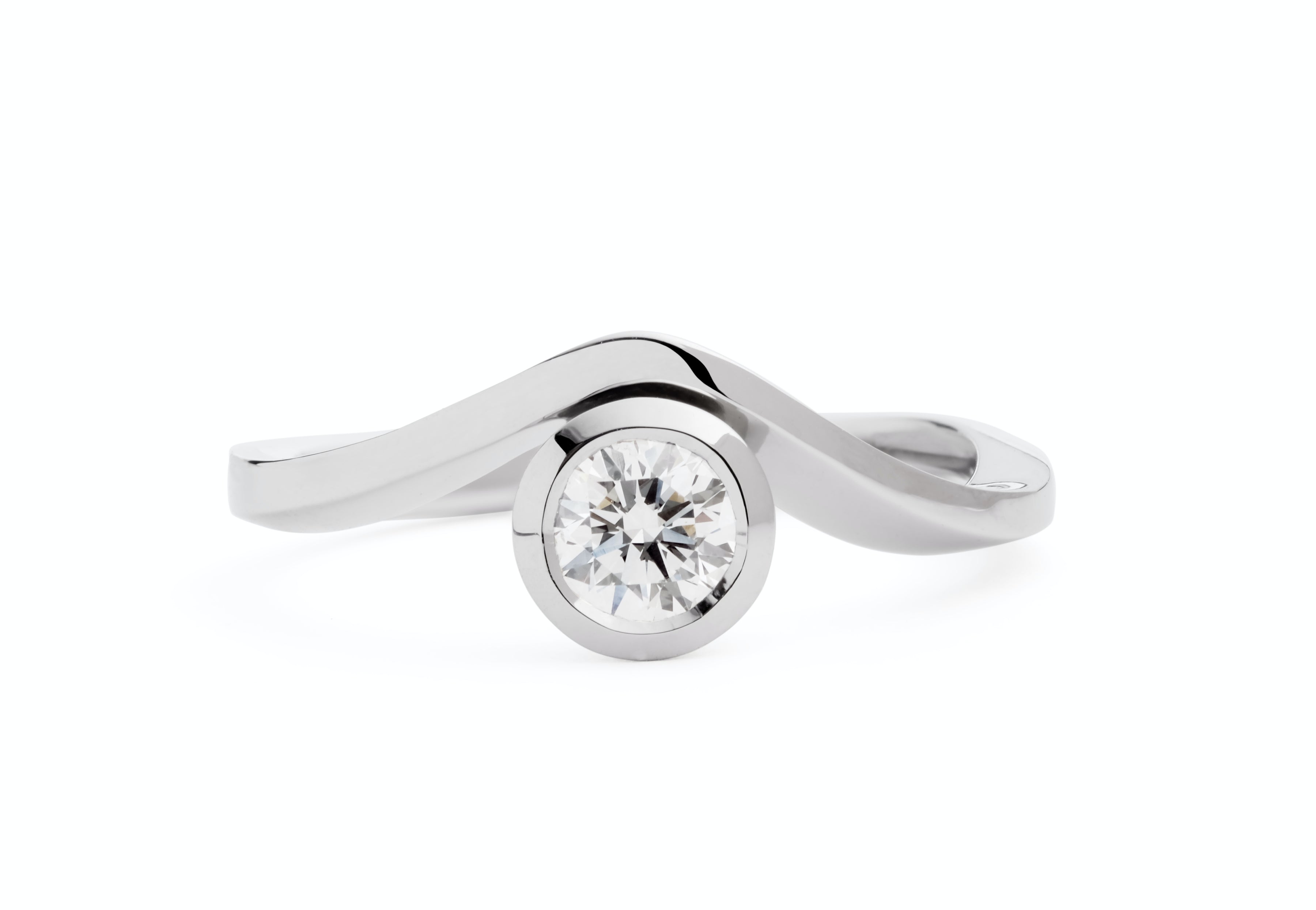 'Balance' platinum engagement ring with matching wedding band-McCaul