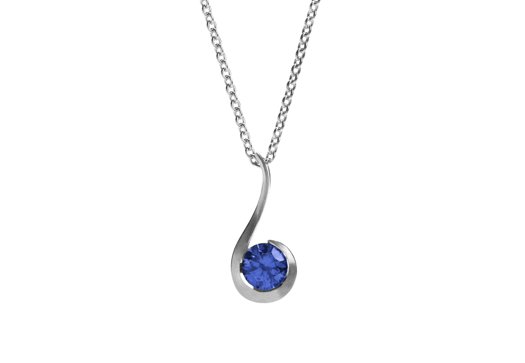 Platinum and sapphire twist pendant